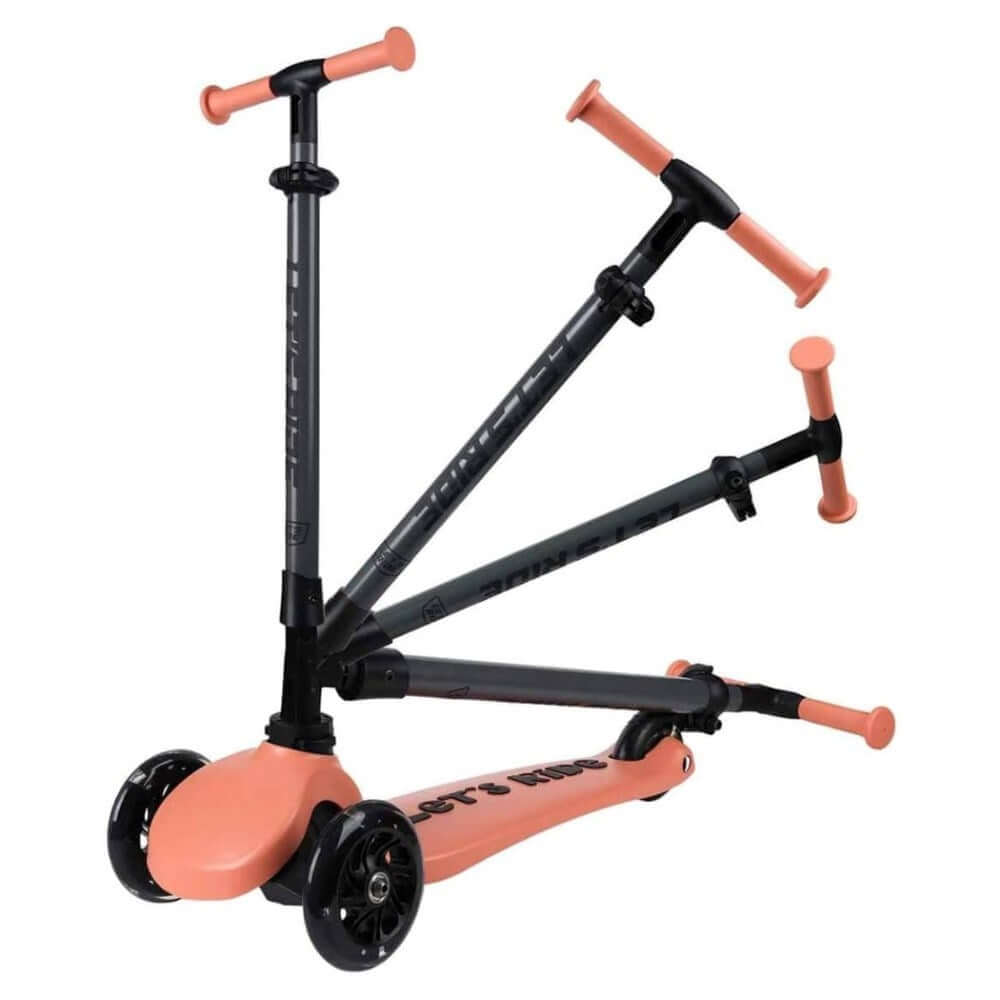 Let's Ride 3 Tekerlekli Katlanabilir Işıklı Scooter Somon
