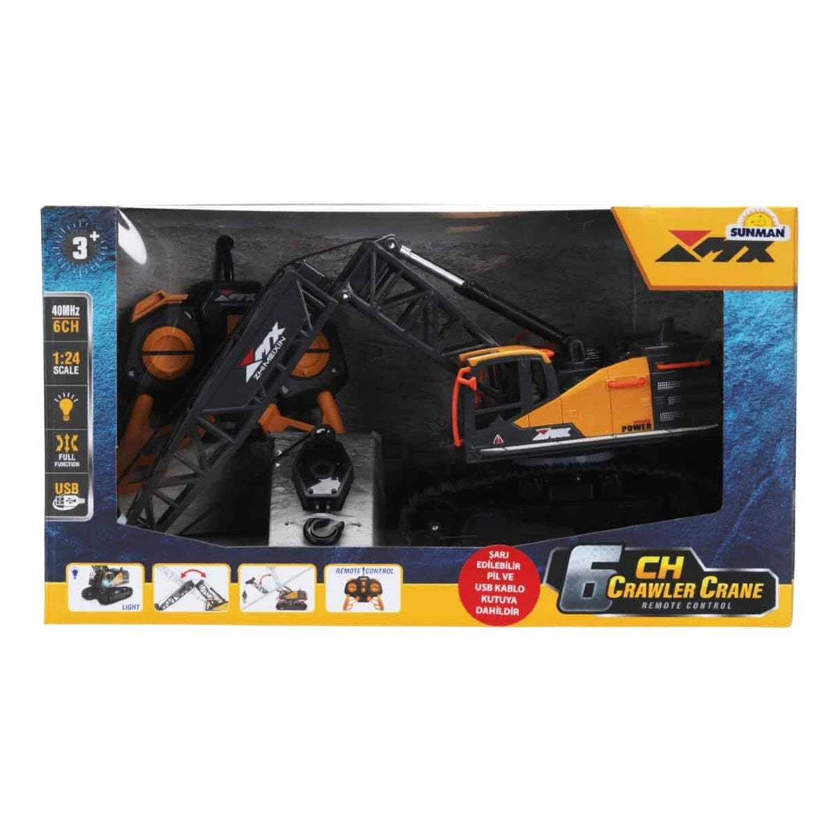 Mx Uzaktan Kumandalı Paletli Vinç Işıklı Şarjlı