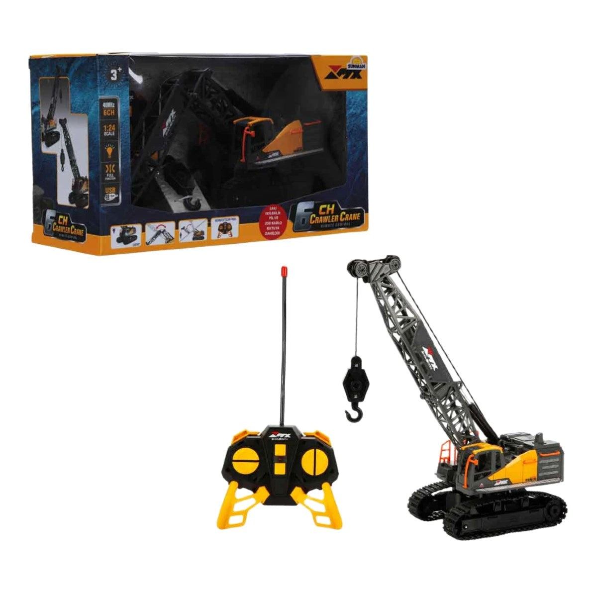 Mx Uzaktan Kumandalı Paletli Vinç Işıklı Şarjlı