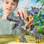 Child playing with Transformers Cyberworld Chomp & Battle Grimlock dinosaur toy in action.