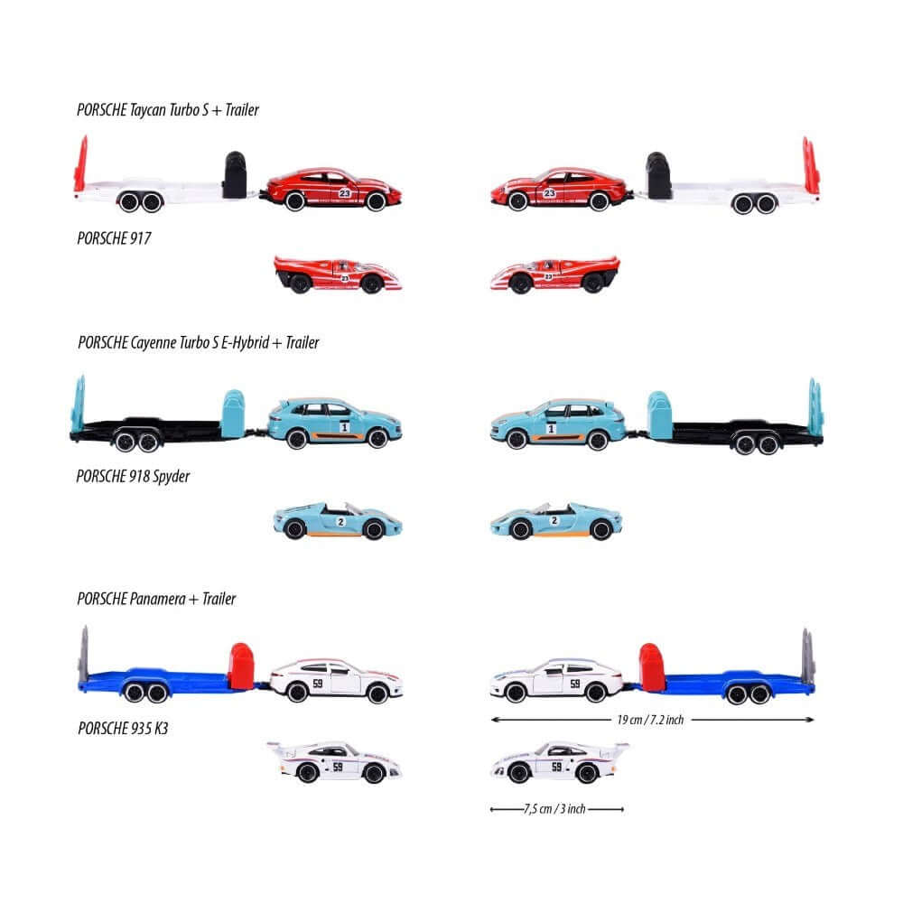 Majorette Porsche Edition Race Trailer Taycan Turbo S + 917