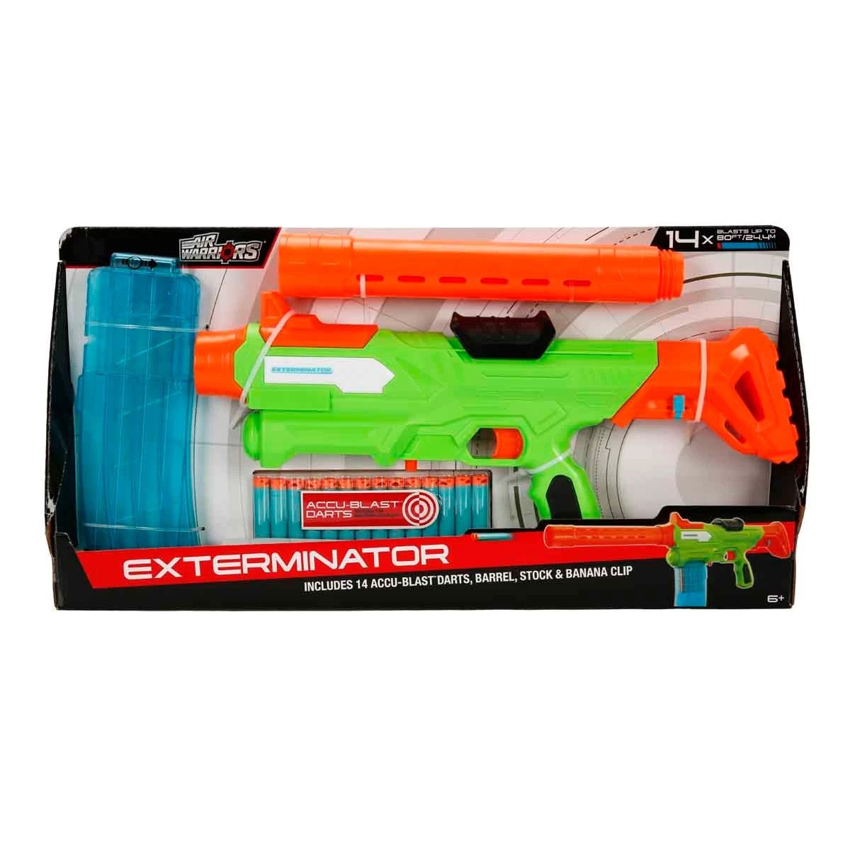 Air Warriors Exterminator 25 Metre Menzil 14 Dartlı ve Çıkarılabilir Namlulu Sünger Dart Atan Silah - Roket Oyuncak