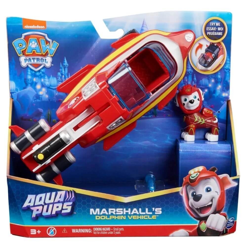 Paw Patrol Aqua Pups Temalı Araçlar Marshall, 6065229-06, 778988435571, Spin Master, Roket Oyuncak