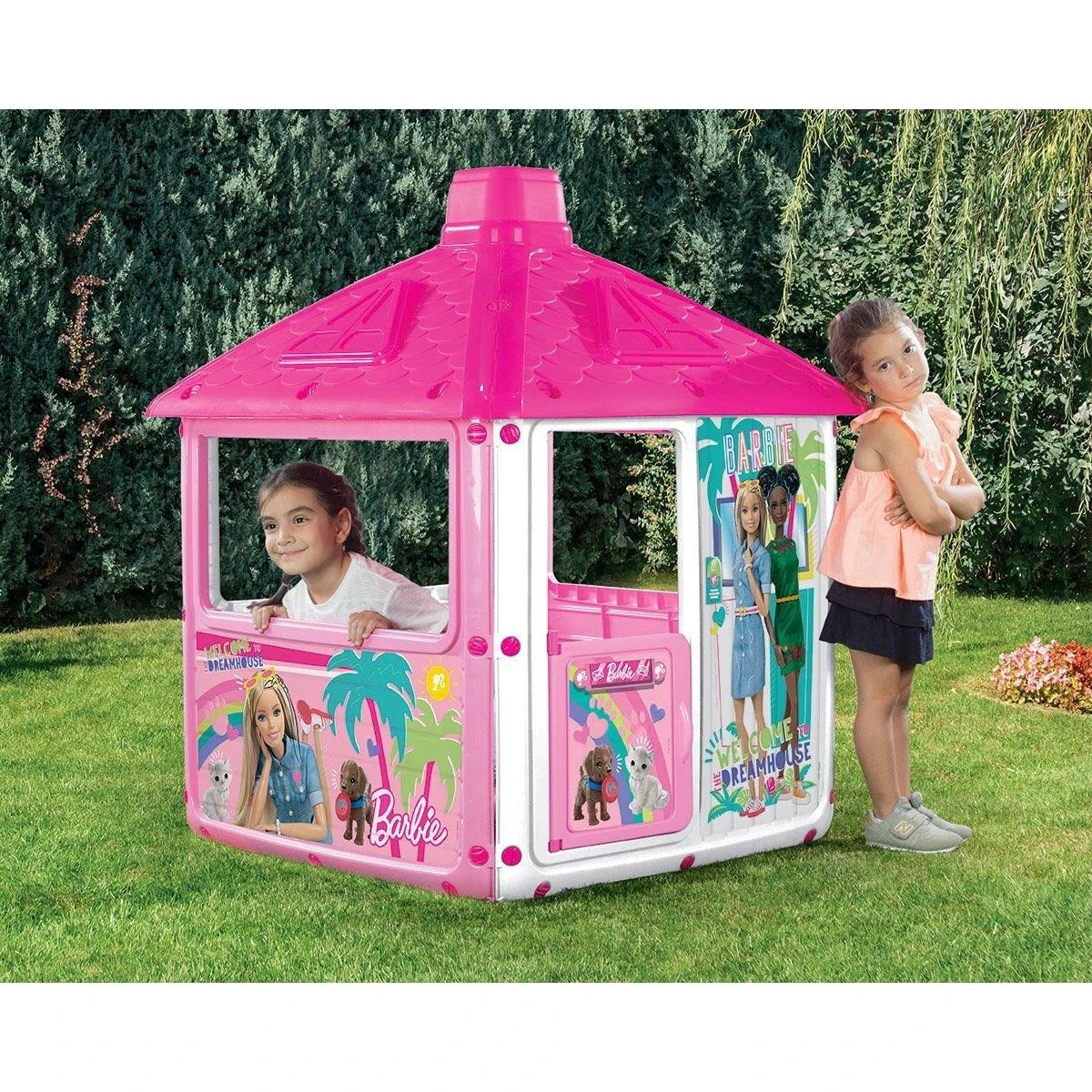 Dolu Barbie Ev İç ve Dış Mekan Uyumlu, Kolay Kurulumlu Pembe Çocuk Oyun Evi