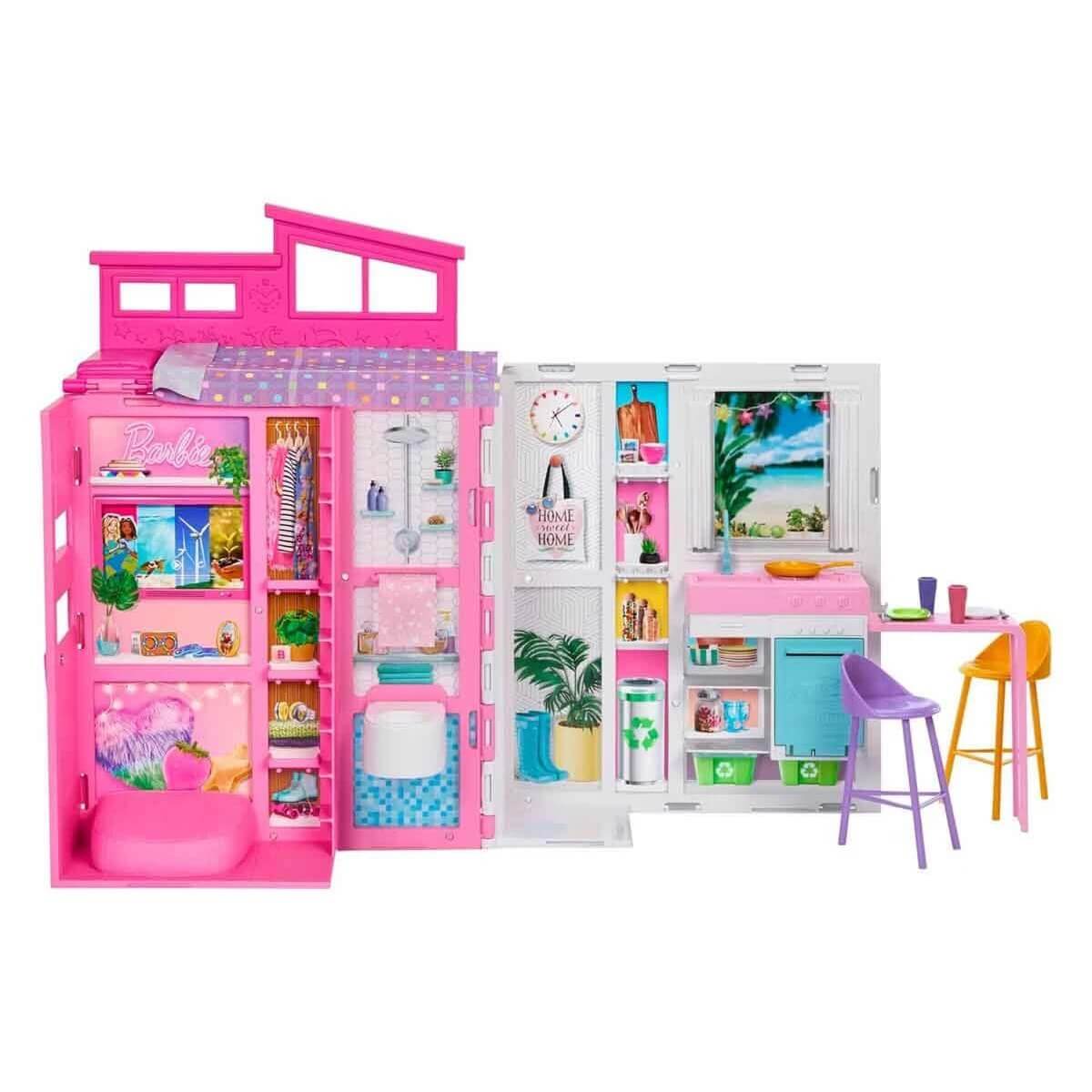 Barbie Portatif Tatil Evi Bebek ve Oyun Seti HRJ77 - Roket Oyuncak