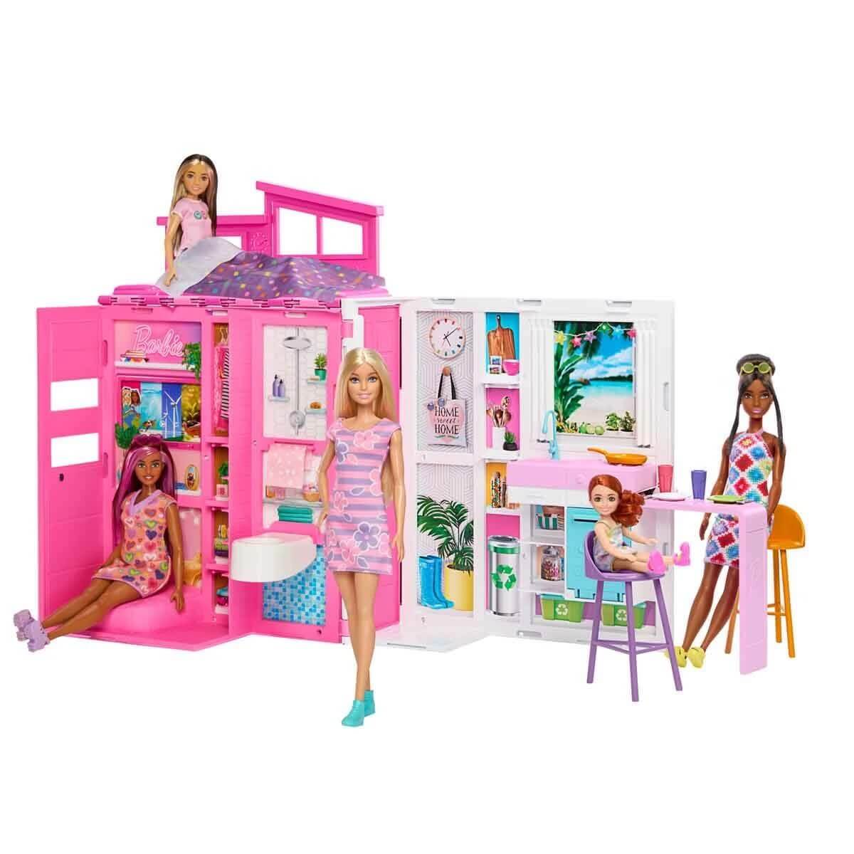 Barbie Portatif Tatil Evi Bebek ve Oyun Seti HRJ77 - Roket Oyuncak