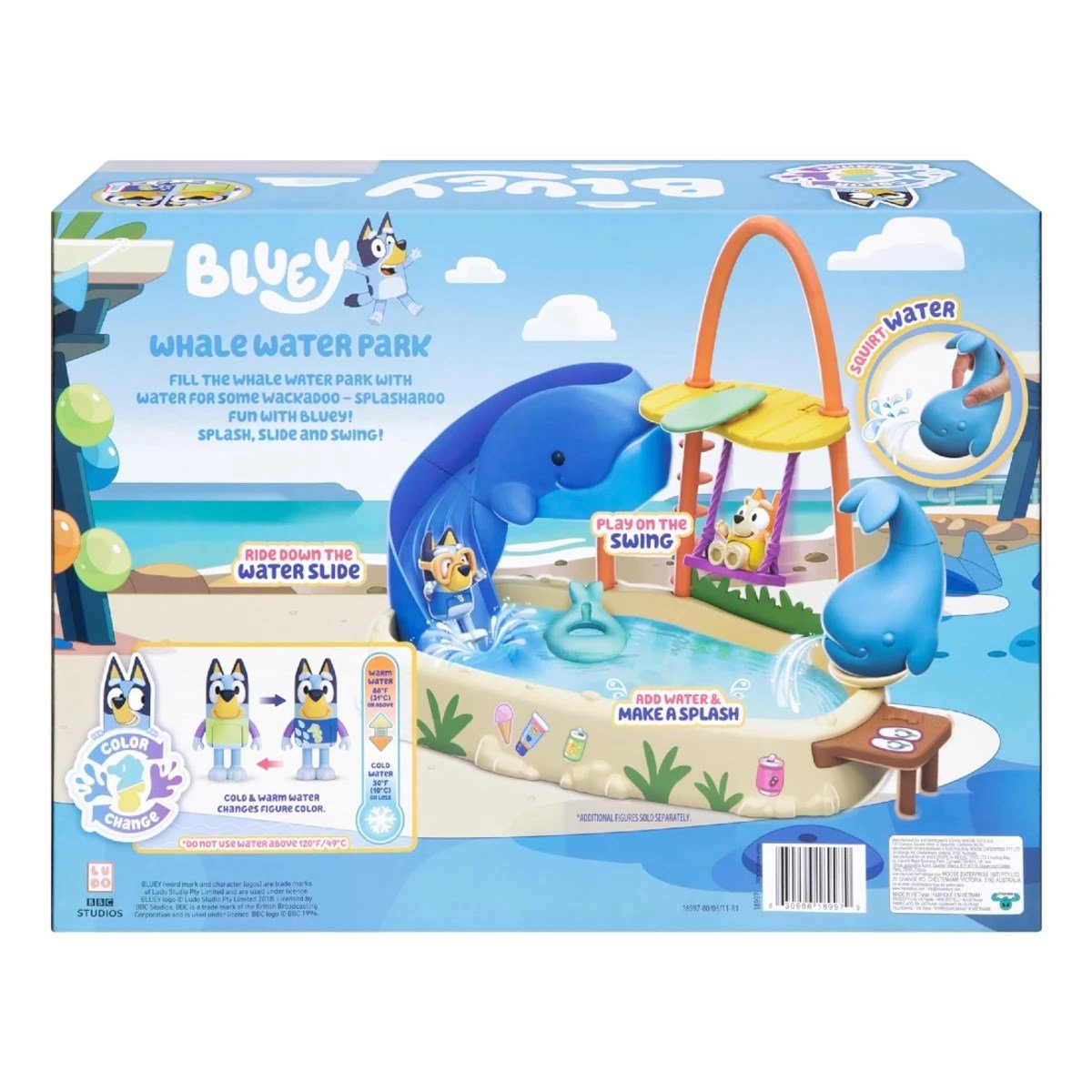 Bluey Balina Su Parkı Oyun Seti Renk Değiştiren Figürlü, Su Fışkırtmalı Havuzlu ve Kaydıraklı İnteraktif Eğitici Çocuk Oyuncak Seti - Roket Oyuncak