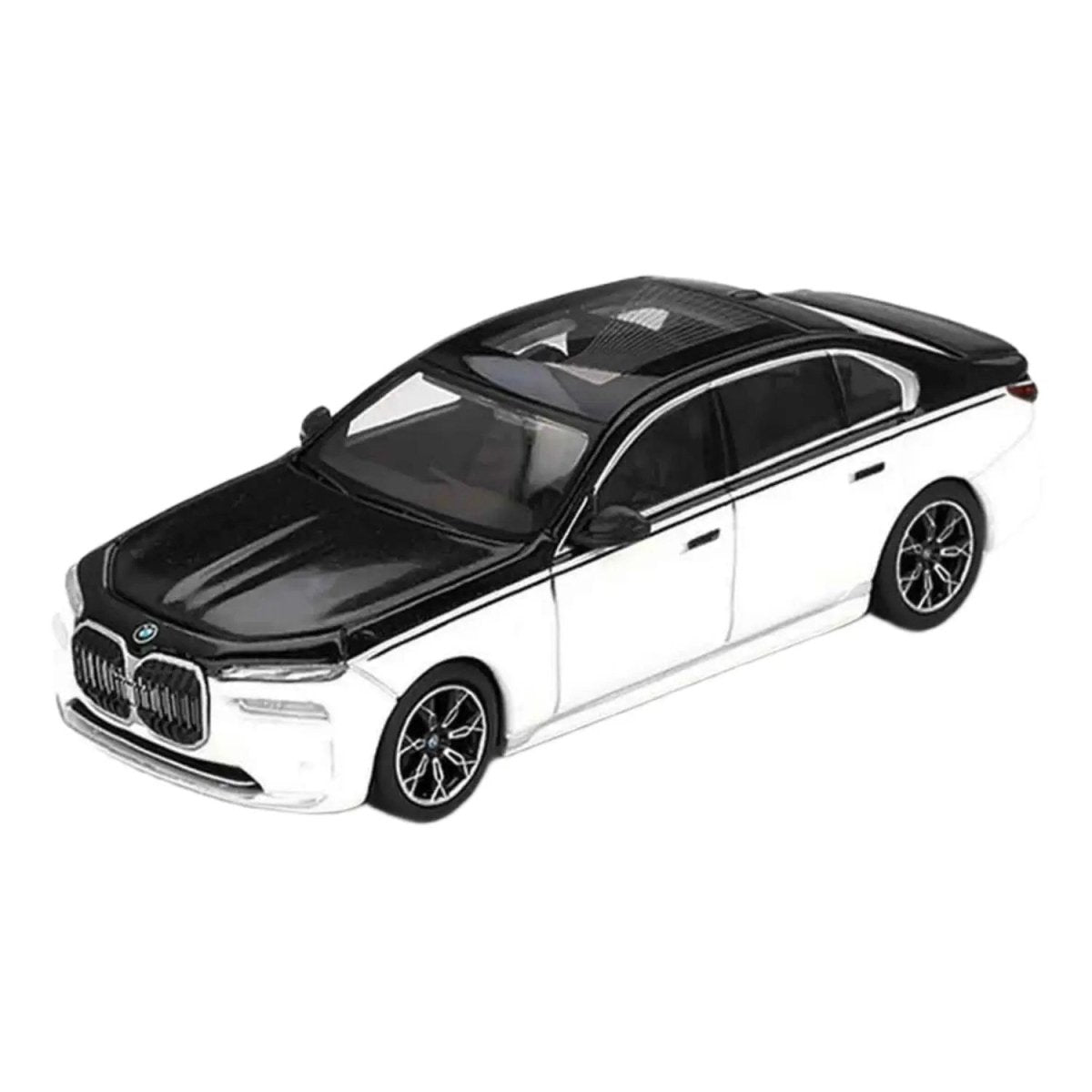 BMW i7 xDrive60 Alpine White / Black Sapphire LHD 1:64 Diecast Model Araba - Roket Oyuncak