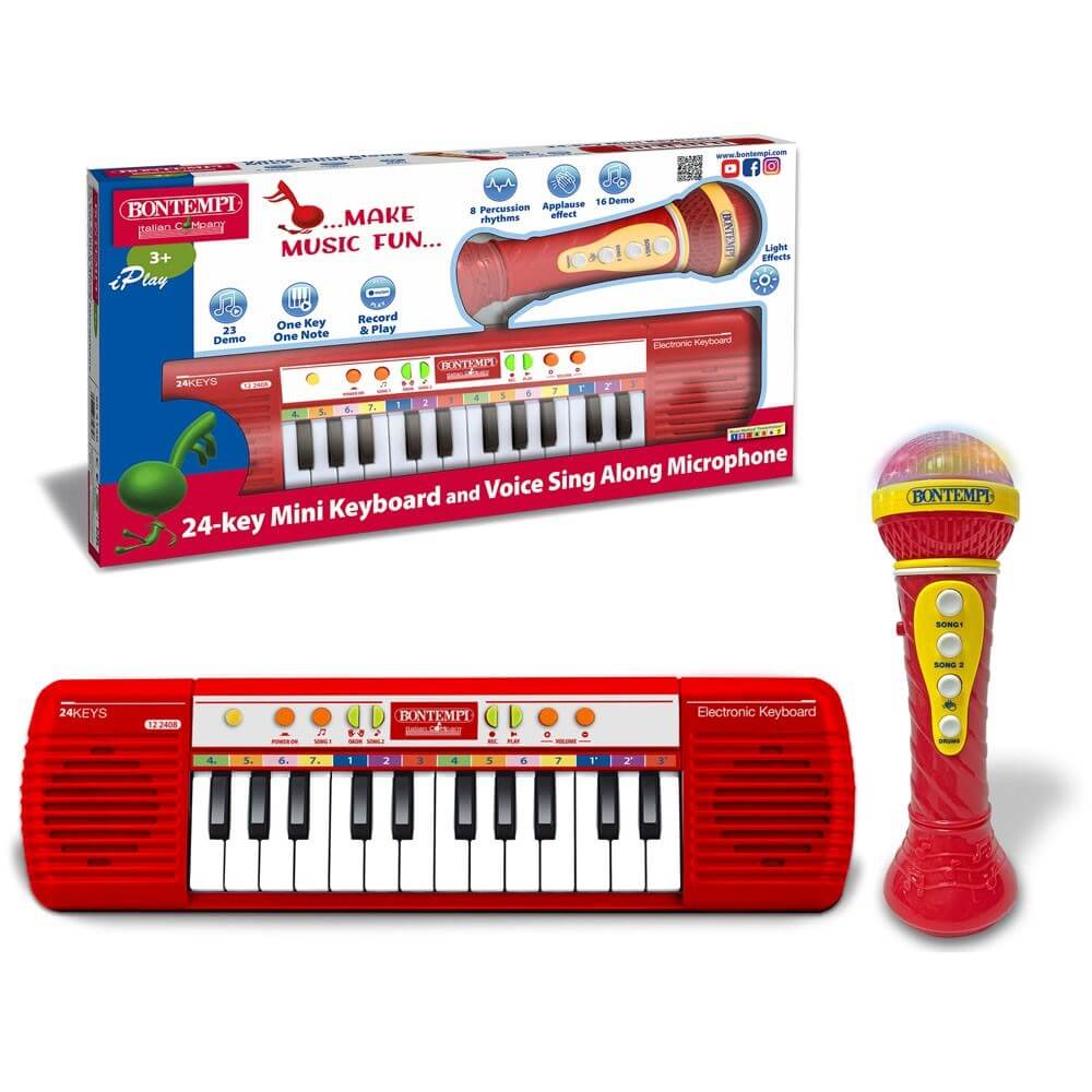 Bontempi 24 Tuşlu Mikrofonlu Işıklı Org Seti Kırmızı - Roket Oyuncak