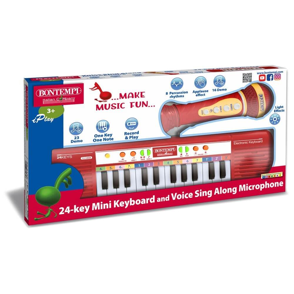 Bontempi 24 Tuşlu Mikrofonlu Işıklı Org Seti Kırmızı - Roket Oyuncak