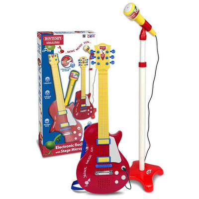Bontempi Ayaklı Mikrofonlu Kırmızı Elektronik Rock Gitarı - Roket Oyuncak