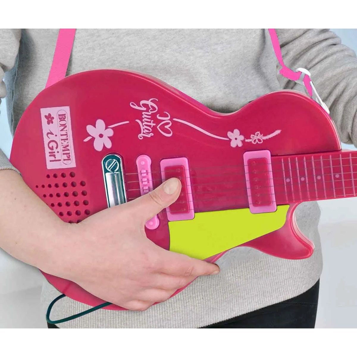 Bontempi Ayaklı Mikrofonlu Pembe Elektronik Çocuk Rock Gitarı 55 cm Ayarlanabilir Mikrofon Standı - Roket Oyuncak