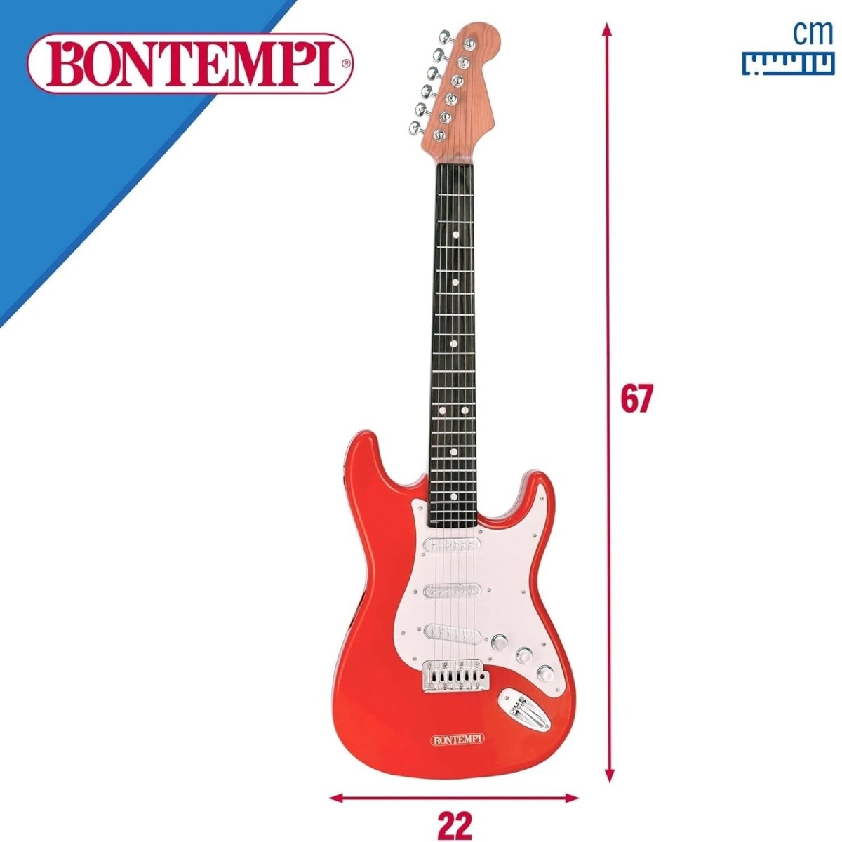 Bontempi Elektronik Rock Gitar 66 cm Boyunda, 6 Metal Telli, 8 Demo Şarkılı ve Omuz Askılı İlk Gitarım Seti - Roket Oyuncak