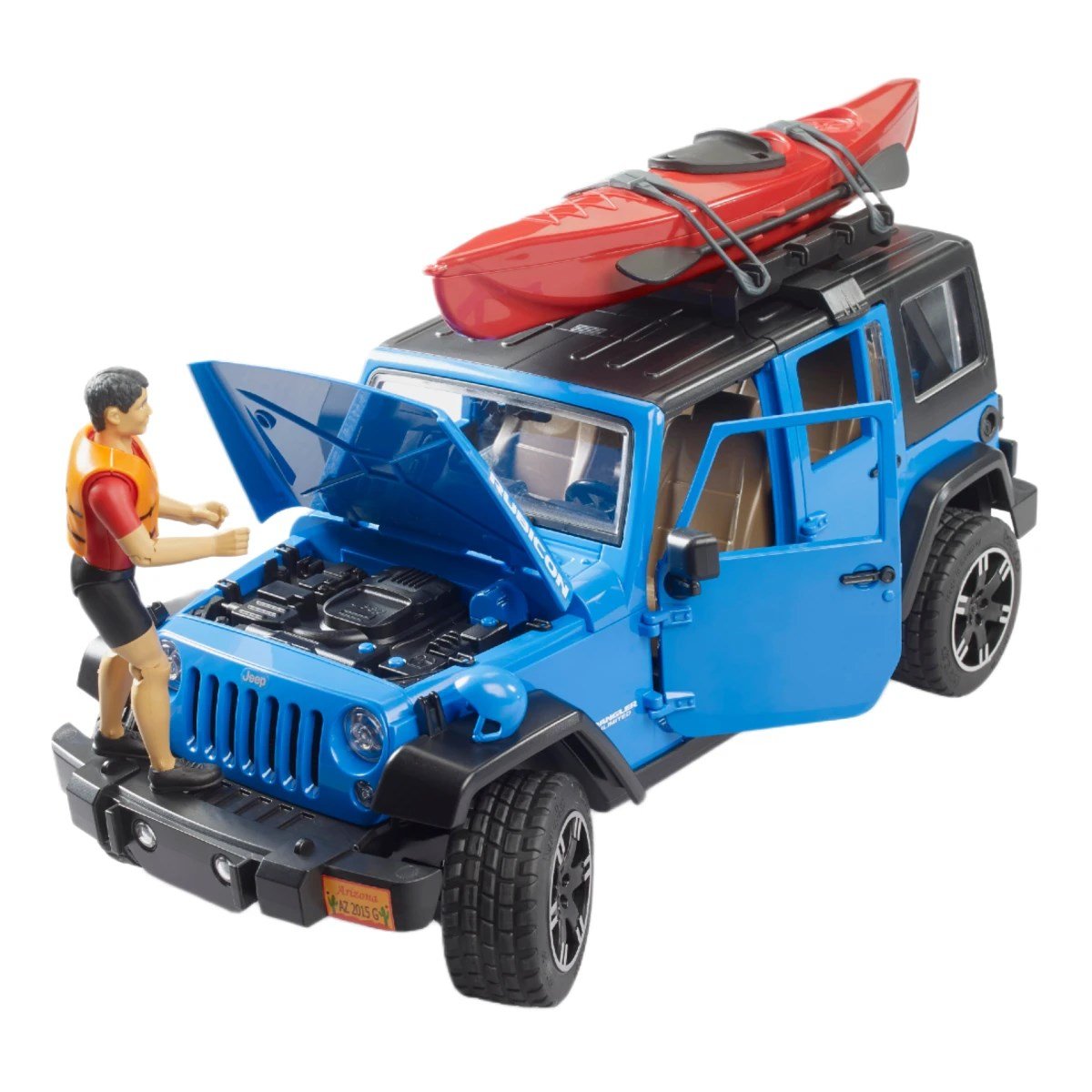 Bruder Jeep Wrangler U. Rubicon Kano ve Sürücü BR02529 - Roket Oyuncak