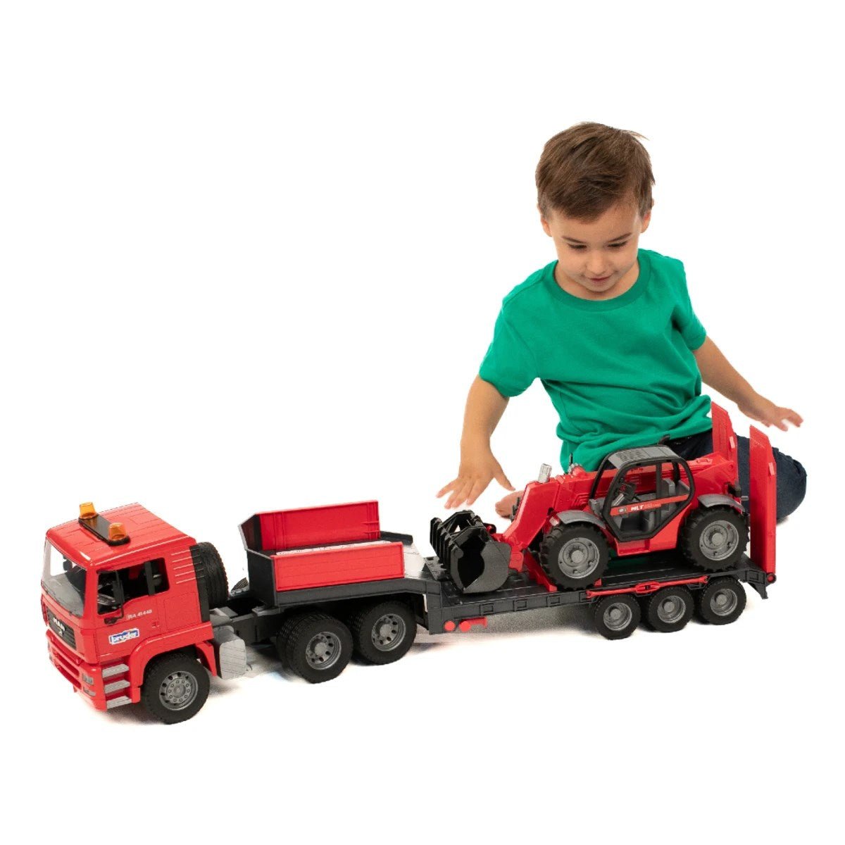 Bruder MAN TGA Manitou Teleskopik Yükleyicili Tır 1:16 Ölçekli Premium ABS Plastik Dayanıklı Dev İş Makinesi Taşıyıcı Seti - Roket Oyuncak