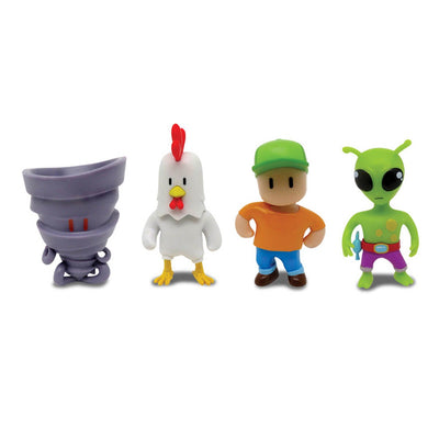 Stumble Guys 5’li Mini Figür Seti S2 Twister figürleri: tornadan tavuk, çocuk ve uzaylı karakterler.