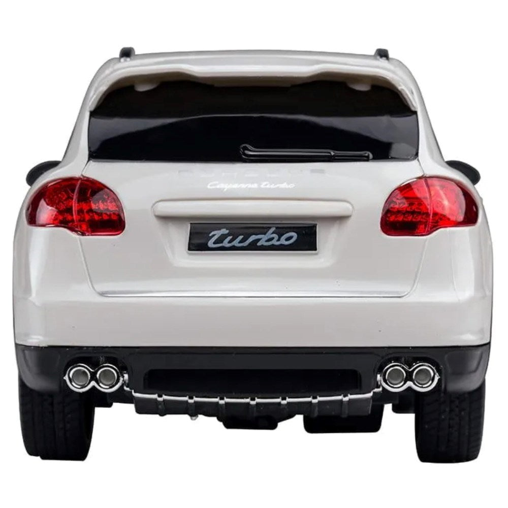 Rastar Porsche Cayenne Turbo Uzaktan Kumandalı Araba arka görünümü, ayrıntılı tasarım ve turbo yazısıyla.