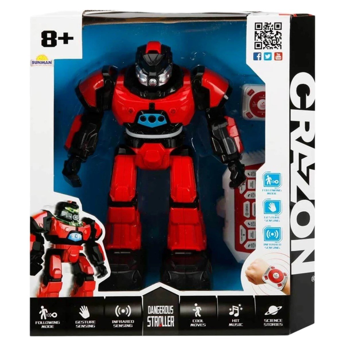 Crazon Uzaktan Kumandalı Fonksiyonlu Robot Kırmızı - Roket Oyuncak
