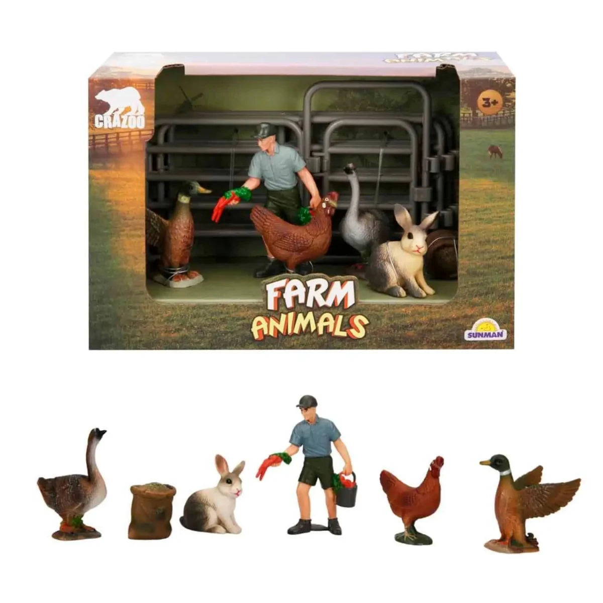 Crazoo Farm Animals Çiftlik Hayvanları Seti Beyaz Tavşan - Roket Oyuncak