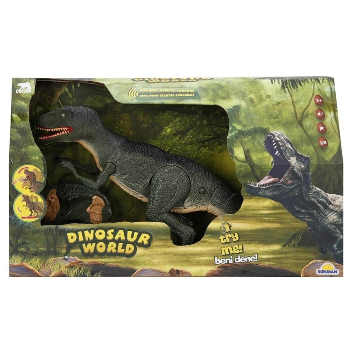 Crazoo Uzaktan Kumandalı Sesli ve Işıklı Dinozor 46 Cm Yeşil - Roket Oyuncak