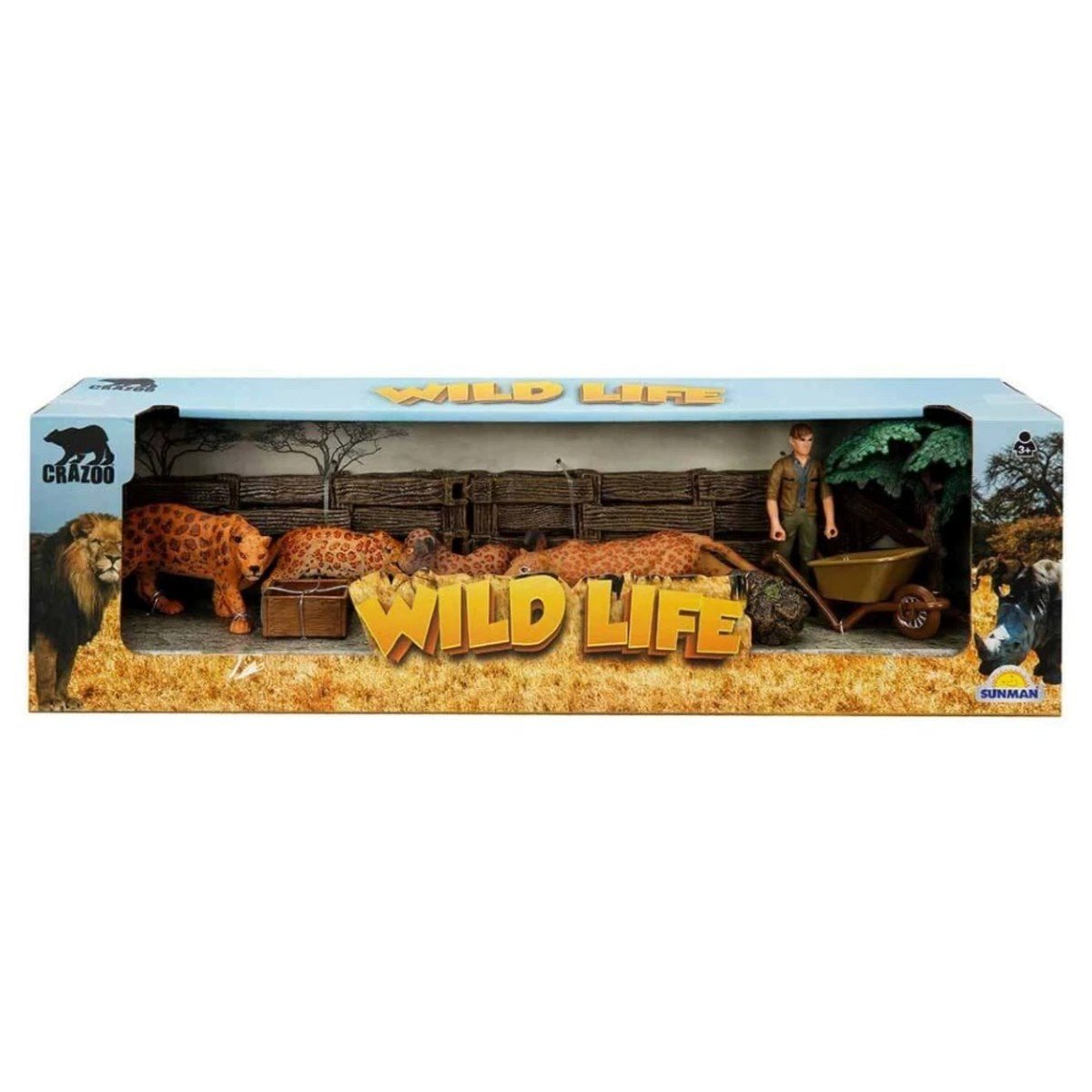 Crazoo Wild Life Vahşi Hayvanlar Çiftlik Seti Leopar Temalı Hayvan Figürlü Eğitici Oyun Seti - Roket Oyuncak