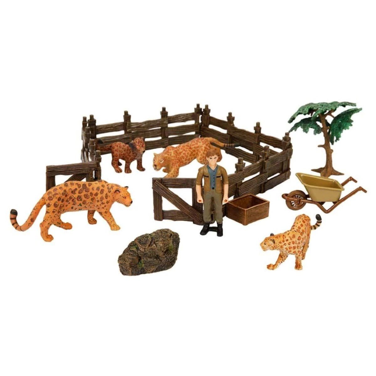 Crazoo Wild Life Vahşi Hayvanlar Çiftlik Seti Leopar Temalı Hayvan Figürlü Eğitici Oyun Seti - Roket Oyuncak
