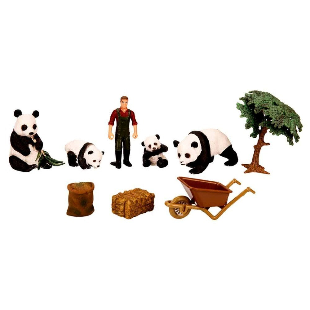 Crazoo Wild Life Vahşi Hayvanlar Çiftlik Seti Panda ile oyuncak pandalar ve figürler. Eğlenceli ve eğitici oyun seti.