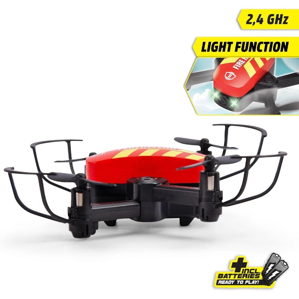 Dickie RC Fire Drone Uzaktan Kumandalı İtfaiye Drone ışık fonksiyonu ve 2.4 GHz uzaktan kumanda özelliği ile.