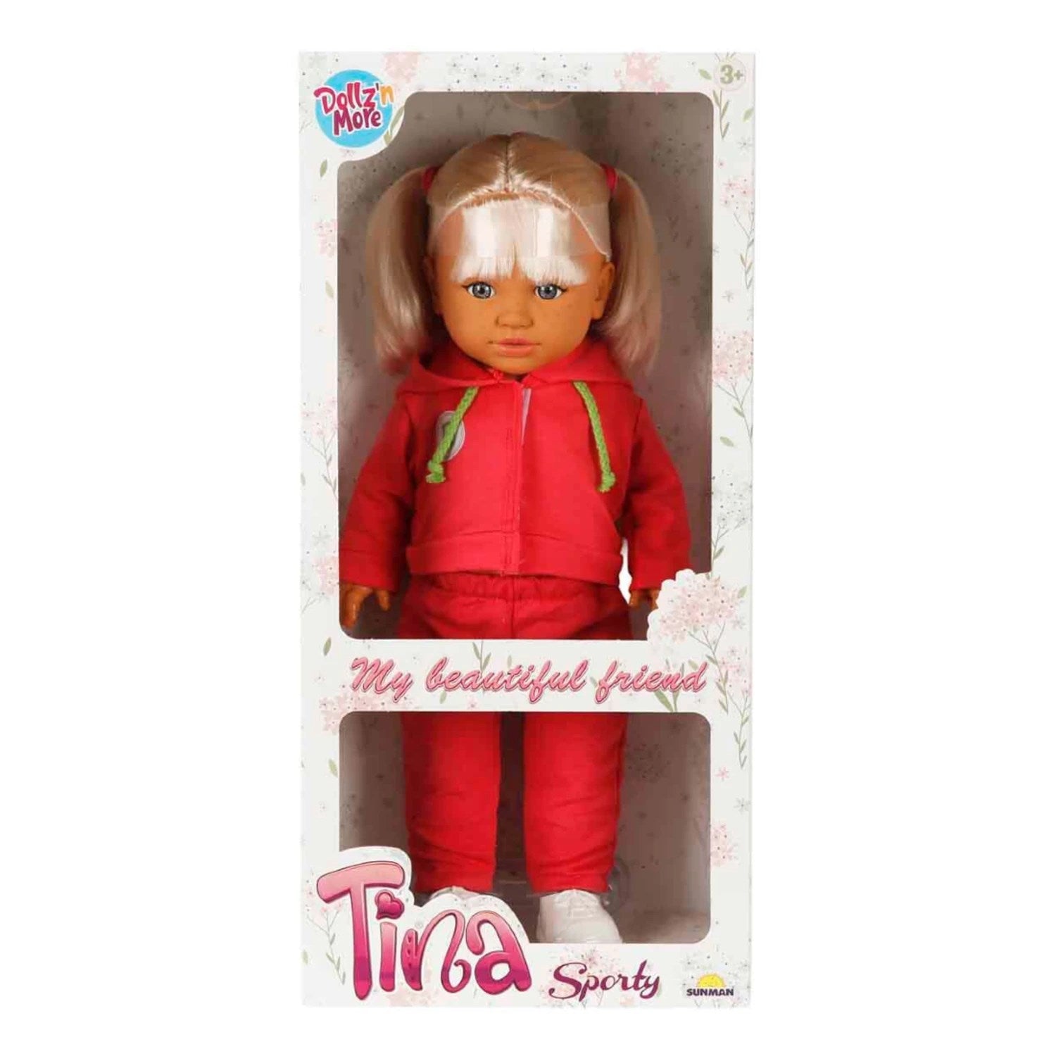 Dollz n More Tina Sporty Bebek 45 Cm Koyu Pembe Eşofmanlı