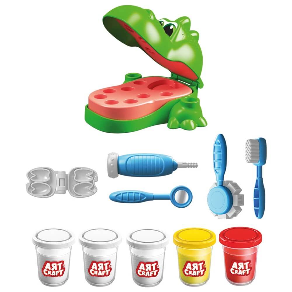 Dede Art Craft Dinozor Dişçi Oyun Hamur Set - Roket Oyuncak