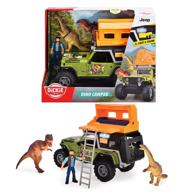 Dino Camper Sesli ve Işıklı Jeep Arazi Aracı, Ranger ve Dinozor Figürlü Macera Seti (23 cm) - Roket Oyuncak