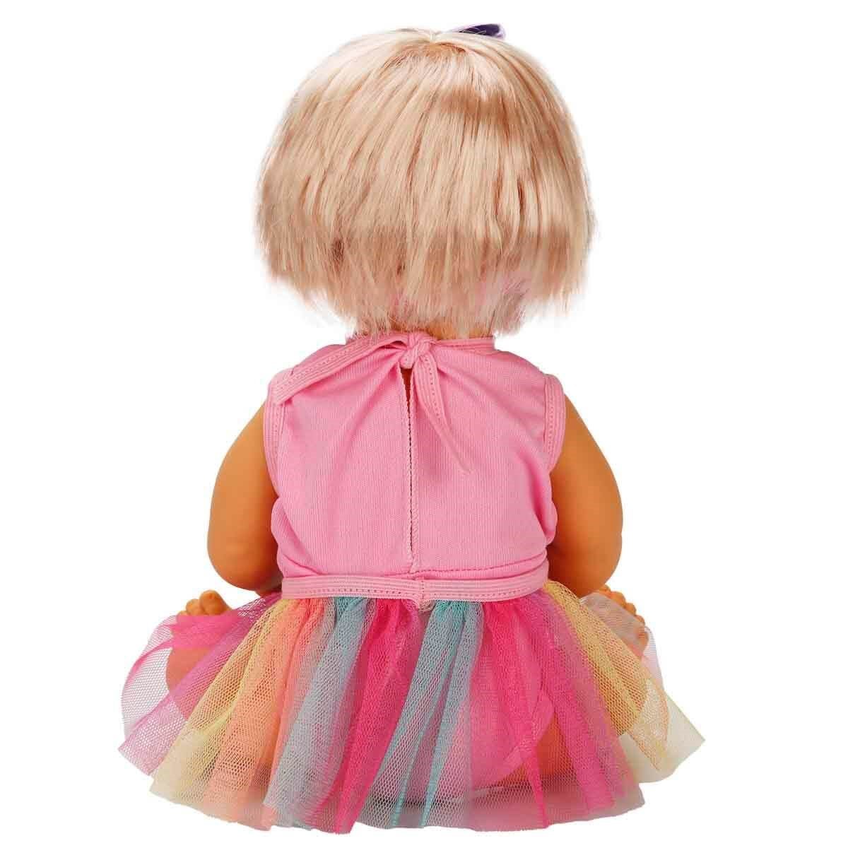 Dollz n More Bebelou Birthday Party Bebek Seti 40 cm Renkli Etekli Modelli, Sürpriz Hediye Kutulu ve İki Katlı Maket Pastalı Evcilik Seti - Roket Oyuncak