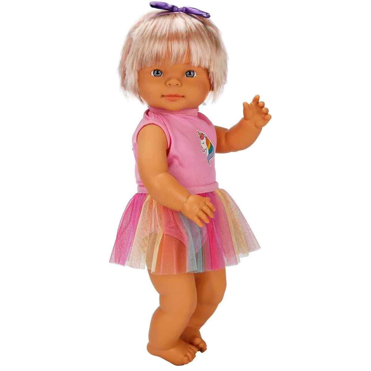Dollz n More Bebelou Birthday Party Bebek Seti 40 cm Renkli Etekli Modelli, Sürpriz Hediye Kutulu ve İki Katlı Maket Pastalı Evcilik Seti - Roket Oyuncak