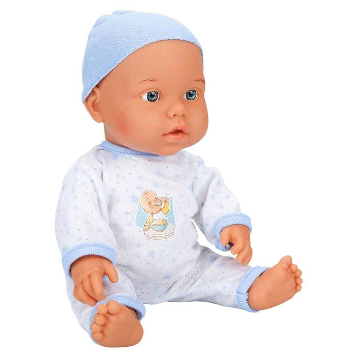 Dollz n More Bebelou Yemek Zamanı Sesli Bebek Seti 35 cm Aksesuarlı ve Mavi Tulumlu İnteraktif Evcilik Oyun Seti - Roket Oyuncak