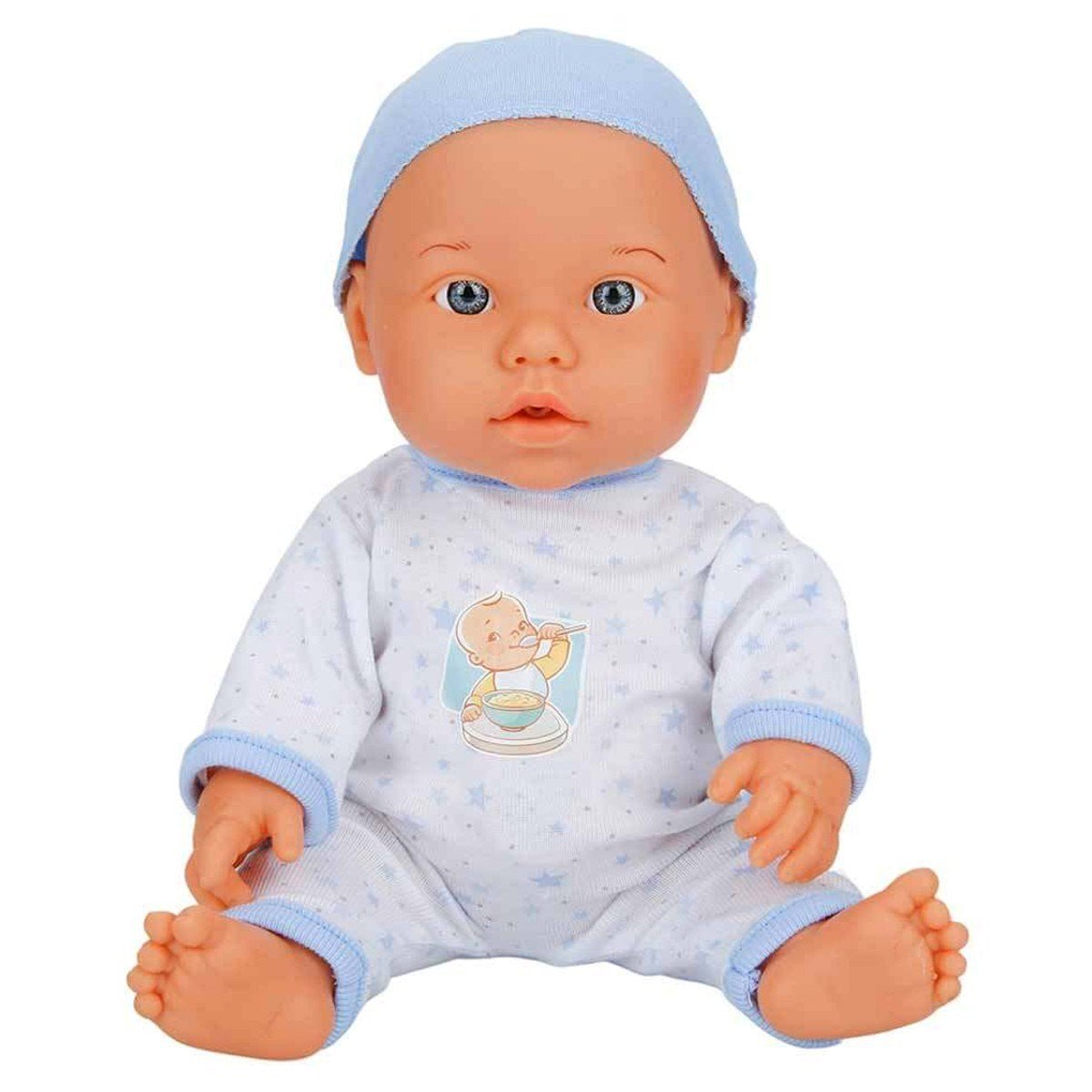 Dollz n More Bebelou Yemek Zamanı Sesli Bebek Seti 35 cm Aksesuarlı ve Mavi Tulumlu İnteraktif Evcilik Oyun Seti - Roket Oyuncak