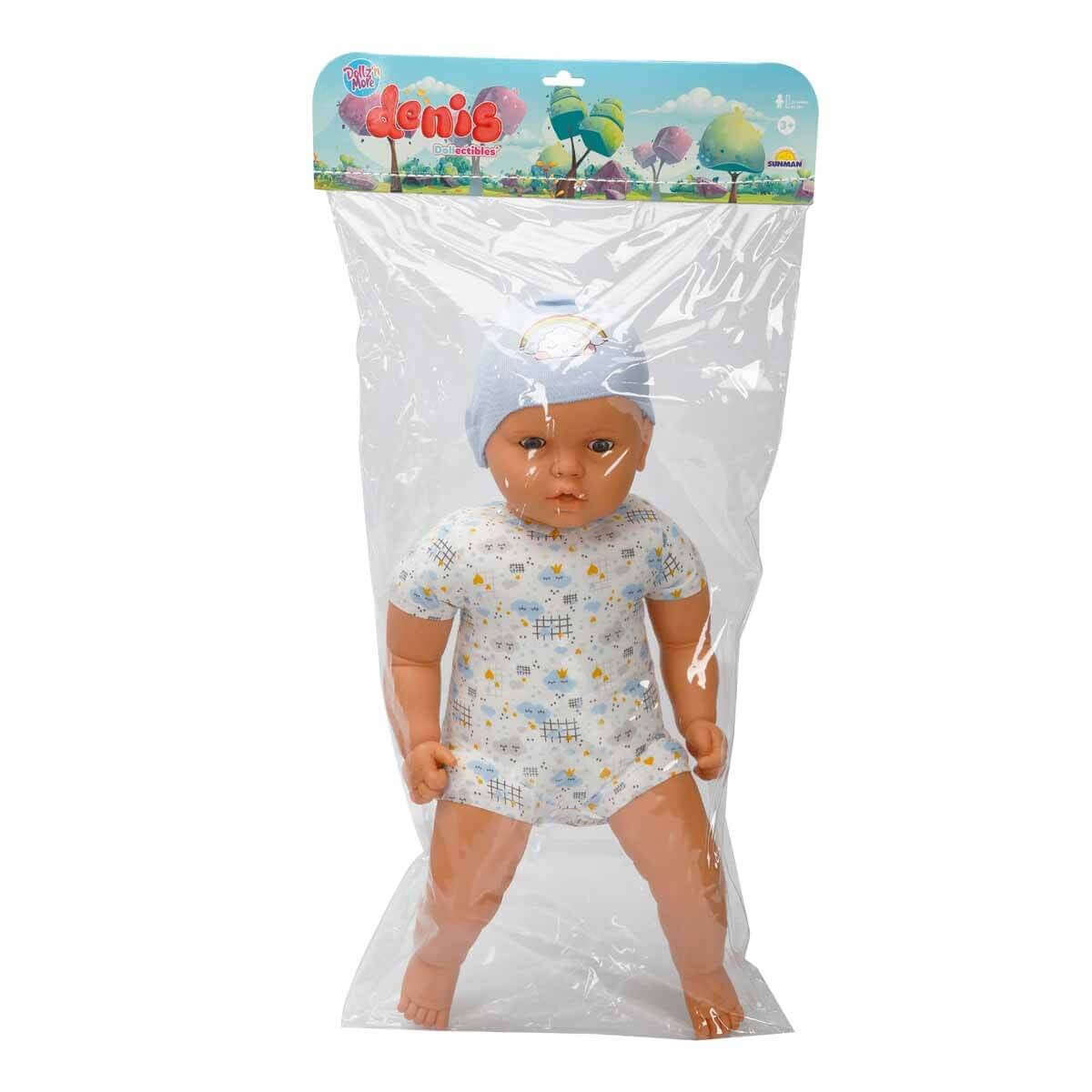 Dollz n More Denis Bebek 60 Cm Karışık Desenli Mavi Bere - Roket Oyuncak