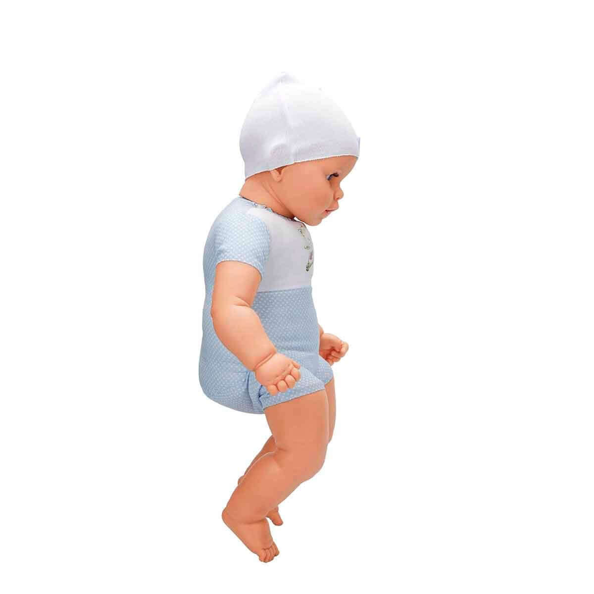 Dollz n More Denis Bebek 60 Cm Mavi Puantiyeli Beyaz Bere - Roket Oyuncak