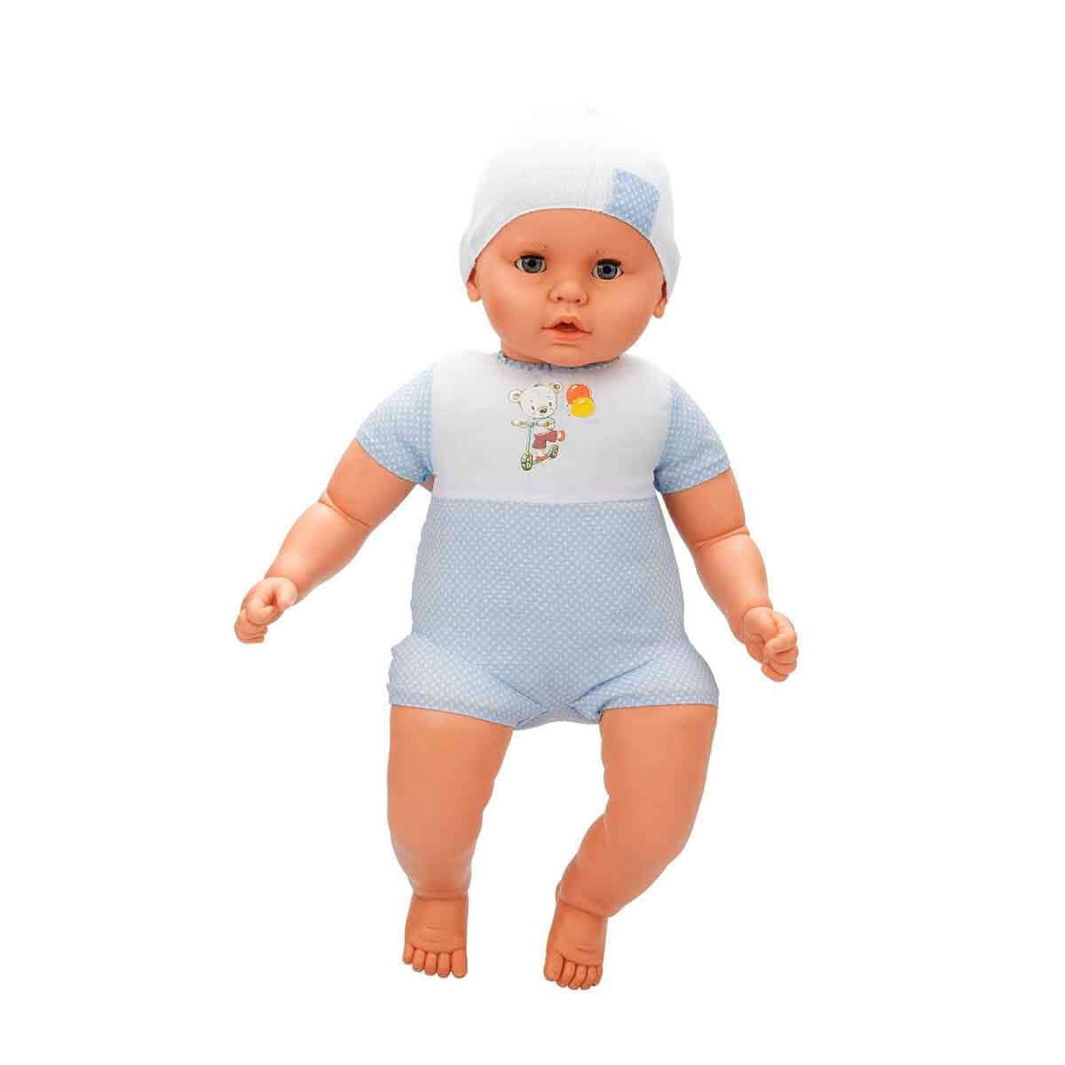 Dollz n More Denis Bebek 60 Cm Mavi Puantiyeli Beyaz Bere - Roket Oyuncak