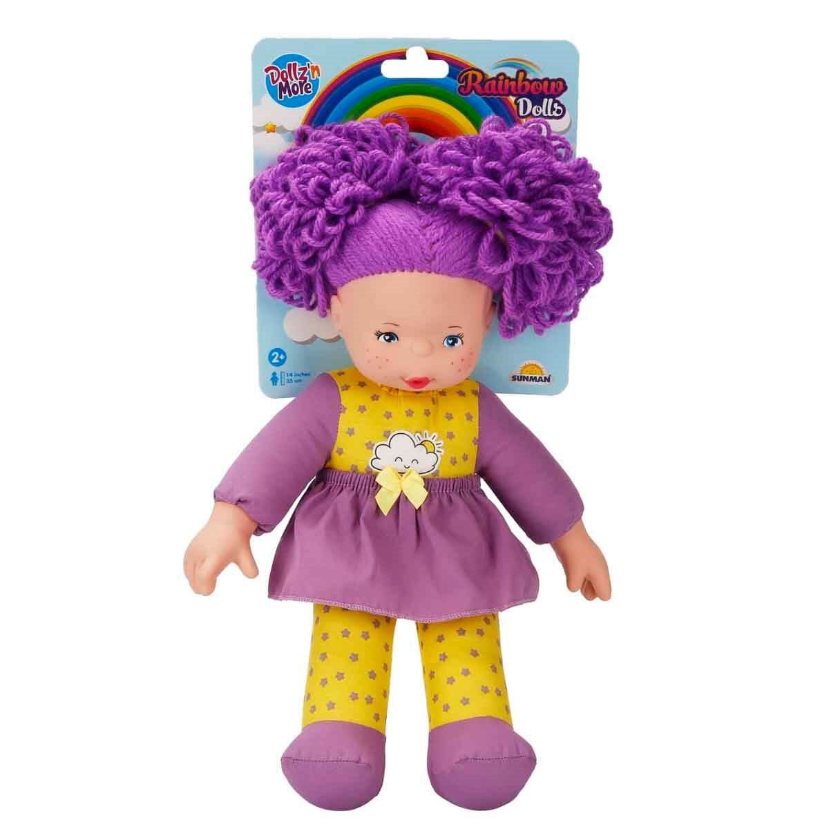 Dollz n More Gökkuşağı Bebeği 35 cm Mor Saçlı Bez Bebek - Roket Oyuncak