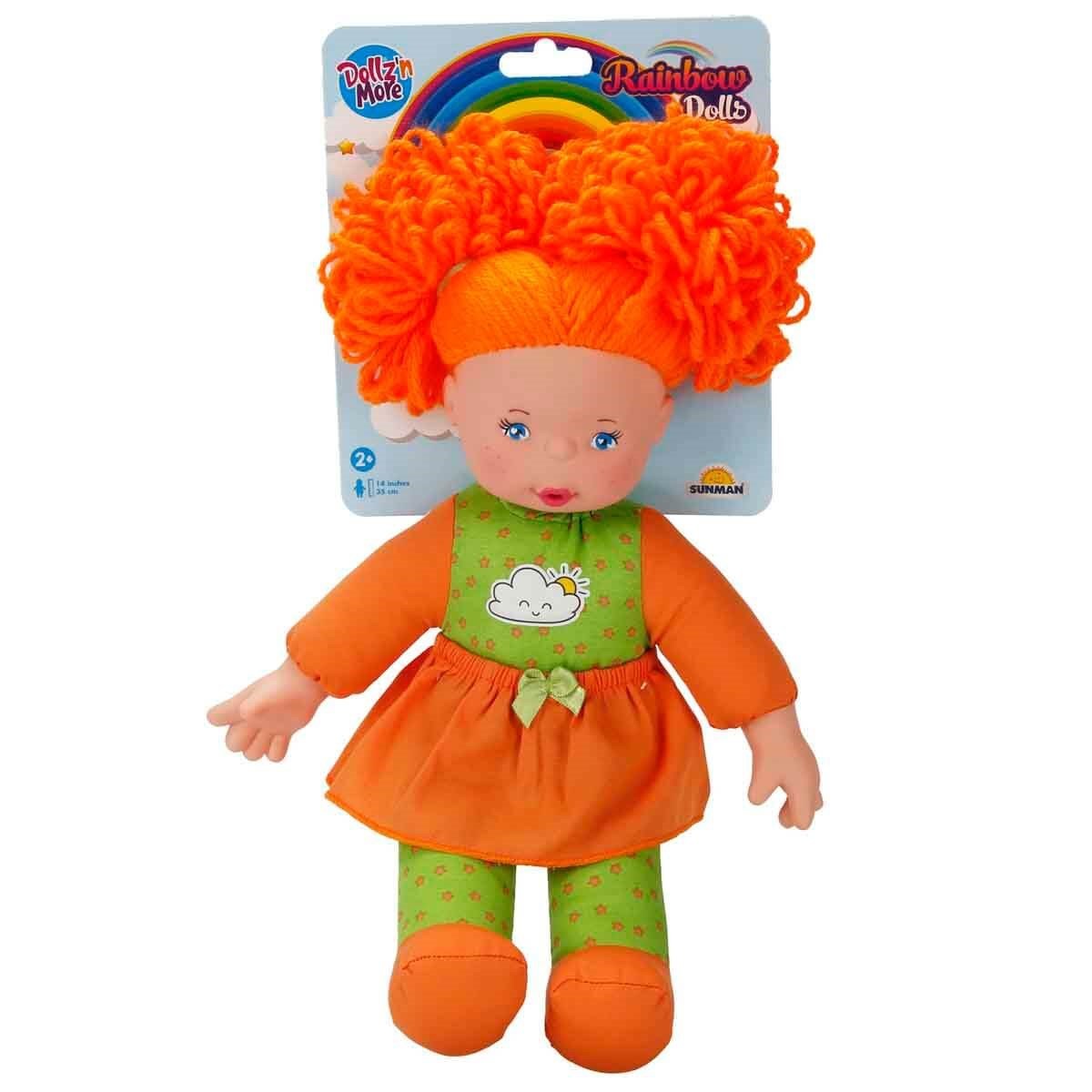 Dollz n More Gökkuşağı Bebeği 35 cm Turuncu Saçlı Bez Bebek - Roket Oyuncak