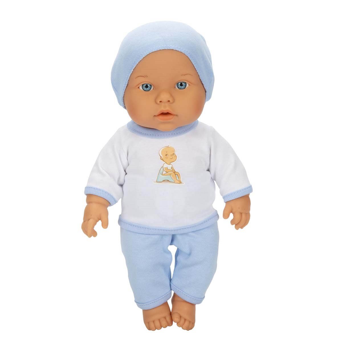 Dollz n More Sesli Bebelou Toilet Time Bebek Seti 32 cm Su İçen, Altını Islatan ve Ses Fonksiyonlu Mavi Lazımlık Seti - Roket Oyuncak