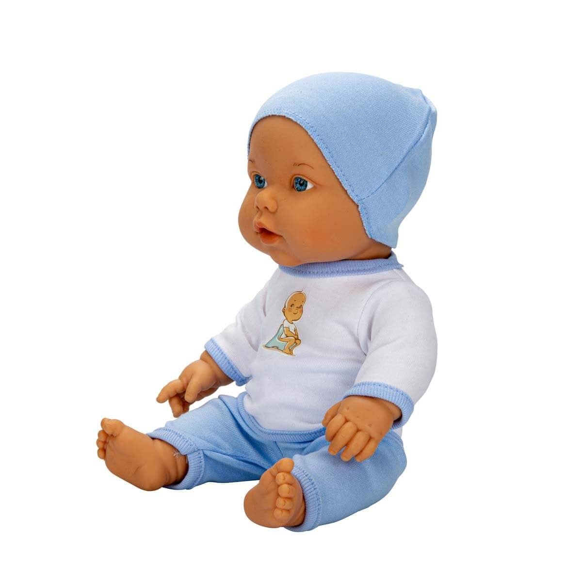 Dollz n More Sesli Bebelou Toilet Time Bebek Seti 32 cm Su İçen, Altını Islatan ve Ses Fonksiyonlu Mavi Lazımlık Seti - Roket Oyuncak