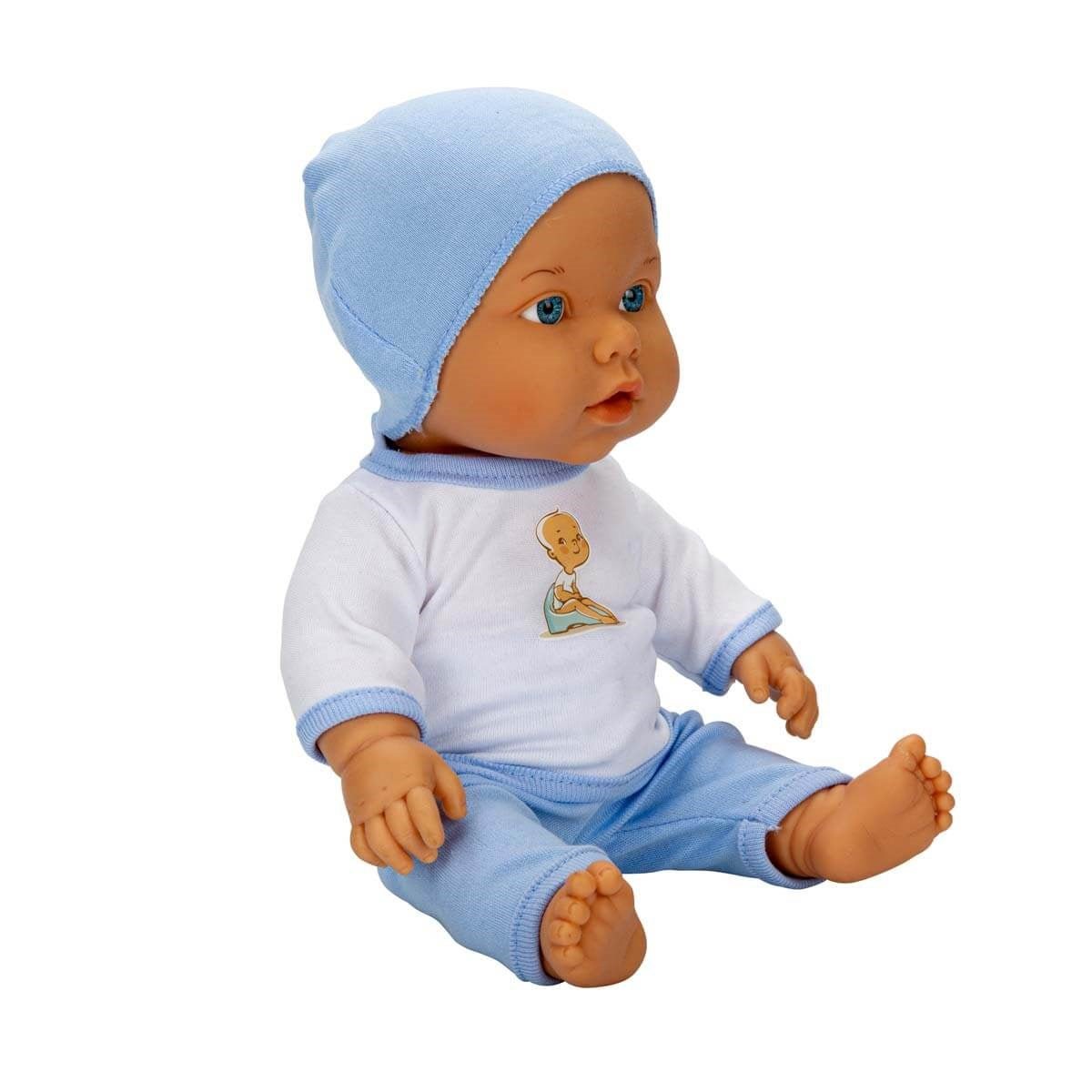 Dollz n More Sesli Bebelou Toilet Time Bebek Seti 32 cm Su İçen, Altını Islatan ve Ses Fonksiyonlu Mavi Lazımlık Seti - Roket Oyuncak