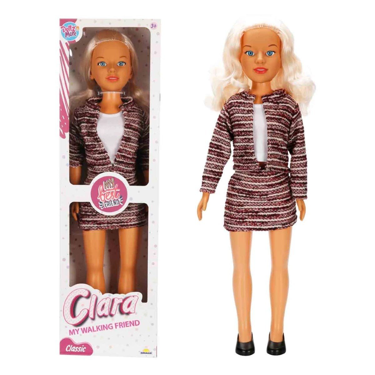 Dollz n More Yürüyüş Arkadaşım Clara Classic 80 cm Boyunda, Şık Kıyafetli Büyük Boy Yürüyüş Bebeği - Roket Oyuncak