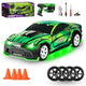 Drift Racer 4WD 12 Km/s Hız, 4 Tekerlekten Çekiş Sistemi, Işıklı Tasarım ve Özel Drift Parkur Konili Uzaktan Kumandalı Yarış Arabası (Yeşil) - Roket Oyuncak