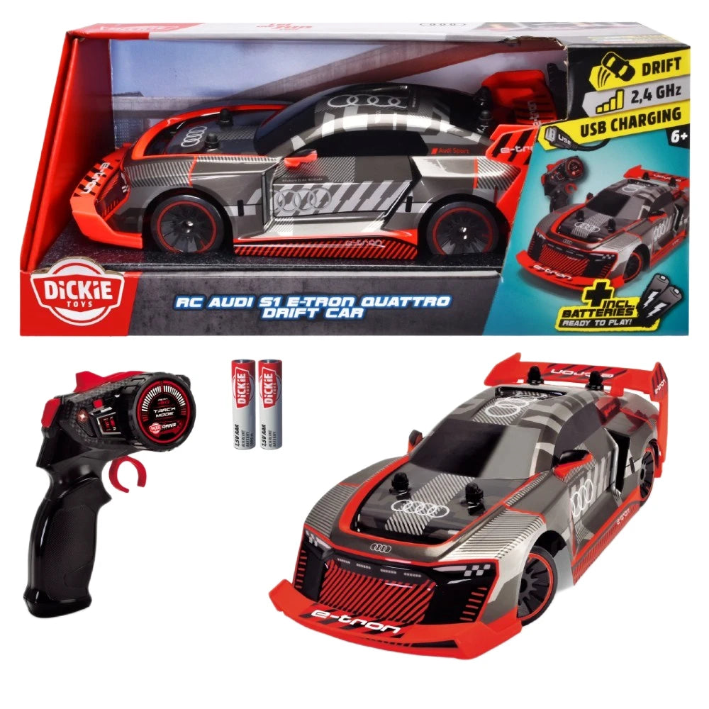 Dickie Audi S1 E-Tron Quattro Drift Uzaktan Kumandalı Araba ile birlikte kumanda ve piller, yarışa hazır