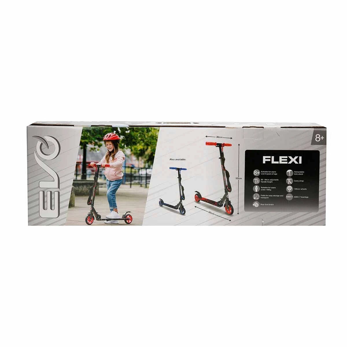 Evo 2 Tekerlekli Flexi Kırmızı Scooter 100 kg Kapasiteli, Katlanabilir, 66 - 84 cm Ayarlanabilir Gidonlu ve Kaymaz Tabanlı Dev Scooter - Roket Oyuncak