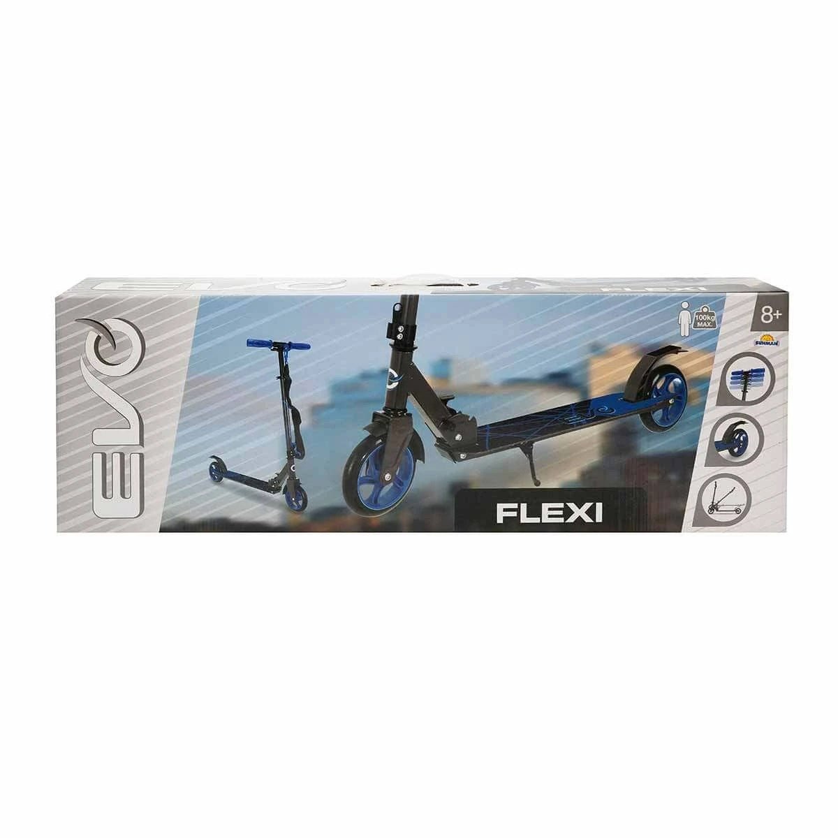 Evo 2 Tekerlekli Flexi Mavi Scooter 100 kg Taşıma Kapasiteli, Katlanabilir, 66 - 84 cm Ayarlanabilir Gidonlu ve Ergonomik Tasarımlı Şehir Scooterı - Roket Oyuncak