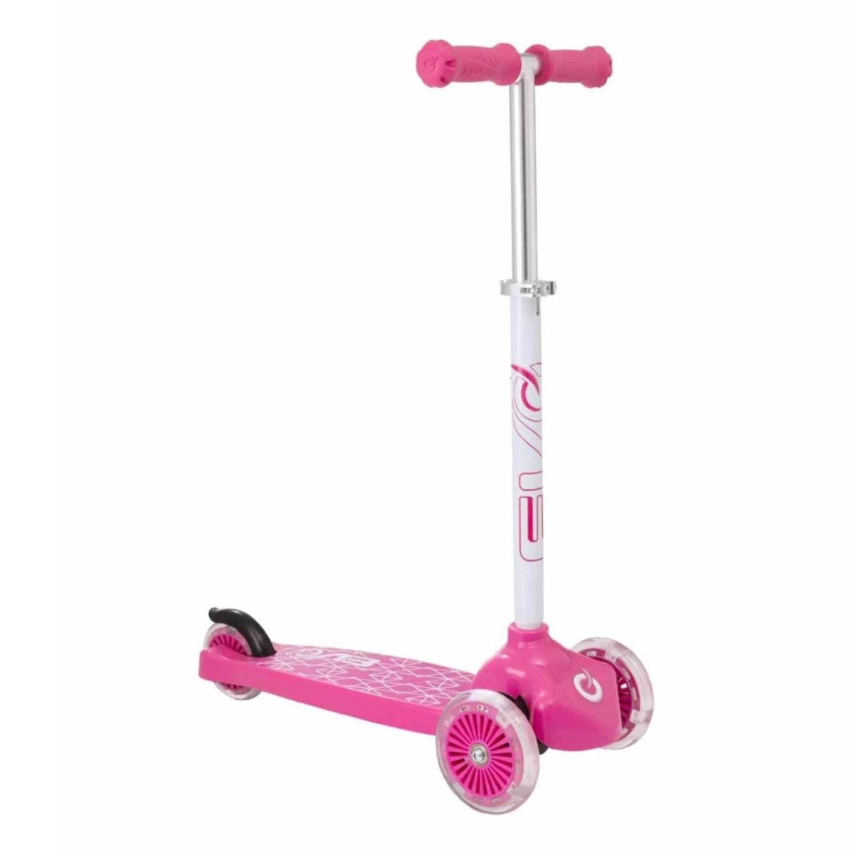 Evo Işıklı 3 Tekerlekli Pembe Scooter 58 - 68 cm Ayarlanabilir Gidon, 50 kg Taşıma Kapasiteli, LED Tekerlekli ve Ergonomik Çocuk Scooterı - Roket Oyuncak