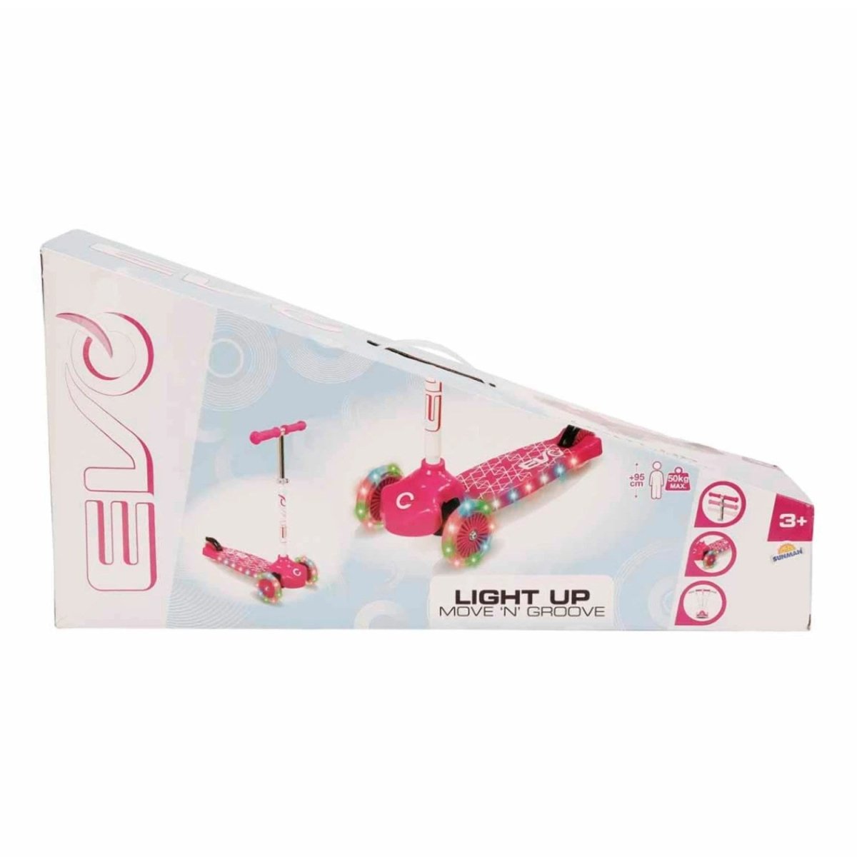 Evo Işıklı 3 Tekerlekli Pembe Scooter 58 - 68 cm Ayarlanabilir Gidon, 50 kg Taşıma Kapasiteli, LED Tekerlekli ve Ergonomik Çocuk Scooterı - Roket Oyuncak